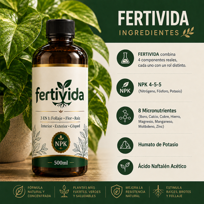 Fertivida | Revitalizador de Suelo y Nutrición para Plantas.